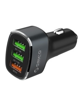 UPB-3U 38W 3 Ports (QC3.0*1) USB Smart Car Charger Grey