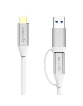 CCUZ10 Type-C to C & A Dual-Connector Data Cable Silver