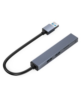 AHU2-3TF HUB 4-ports USB A 3.0×1, USB A 2.0×2, TF×1 Grey