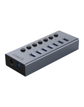 BT2U3 USB3.0*7 Multi-Port Hub With Individual Switches Grey