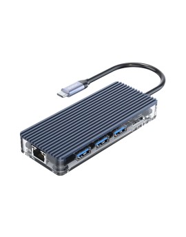 WB-6RJ USB C Hub 6in1 Transparent USB3.0 Type-A*3, HDMI*1, RJ45*1, USB3.0 Type-C *1 Apple Macbook, iPad, Microsoft