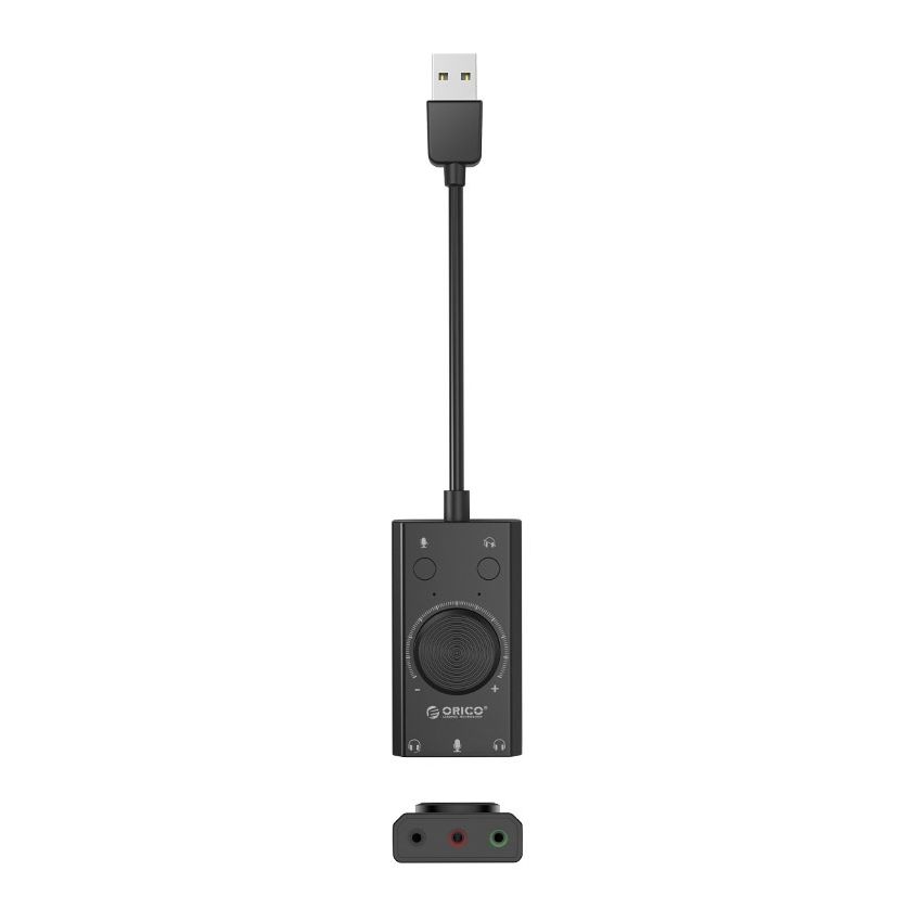 SC2 USB2.0 TO External Sound Card Mute Switch,Volume Adjustment Mic Speaker Headset Audio Jack 3.5mm Cable Adapter Black 2 Years Warranty