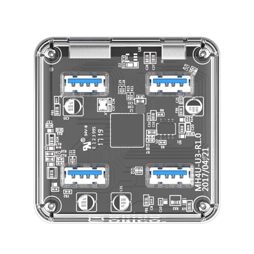 MH4UC-U3 USB HUB 4 Ports USB3.0 Transparent PC
