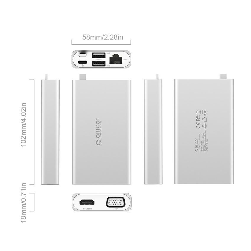 ADS2 USB C HUB 6IN1 Type C Multi-function Aluminum