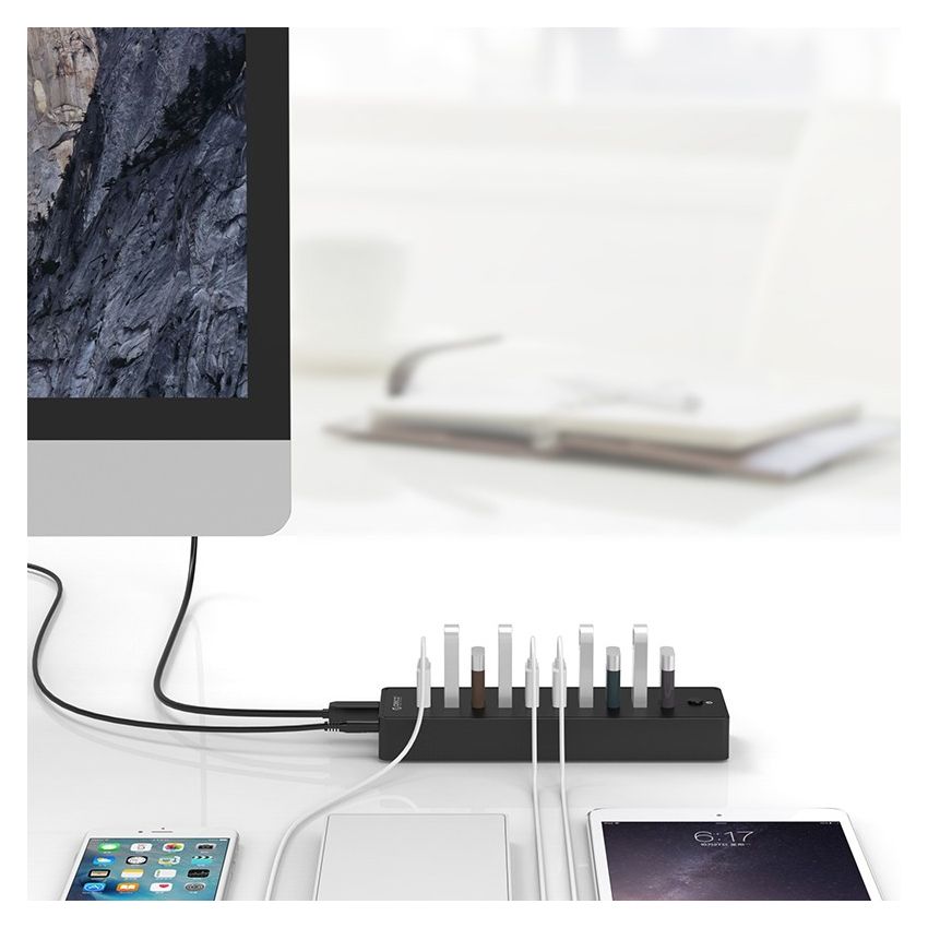 10 PORTS USB2.0 HUB W/ POWER 12V 2.5A - P10-U2