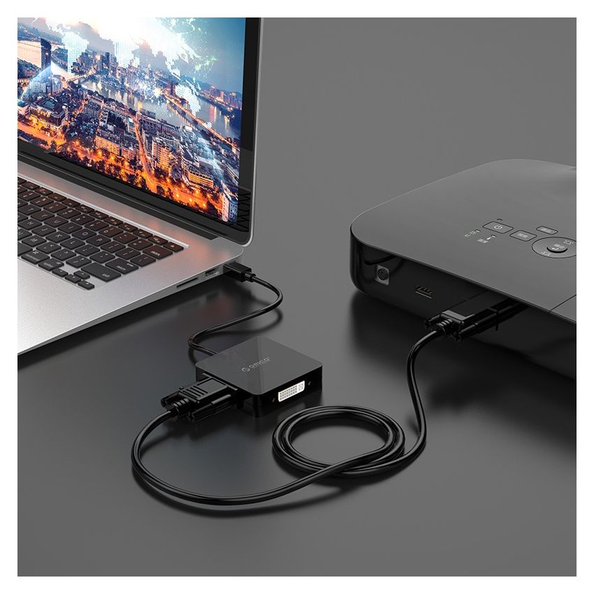 XD-MDFHDV 3in1 Mini DP to HDMI VGA DVI Video Adapter Cable 15cm Male To Famale Converter Black