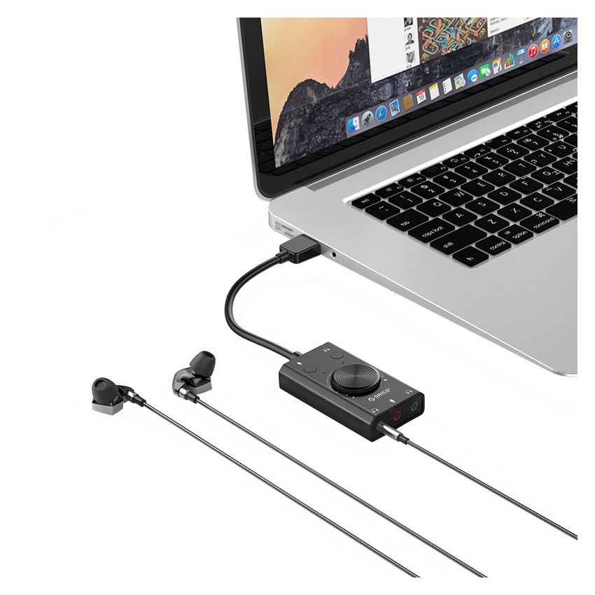 SC2 USB2.0 TO External Sound Card Mute Switch,Volume Adjustment Mic Speaker Headset Audio Jack 3.5mm Cable Adapter Black