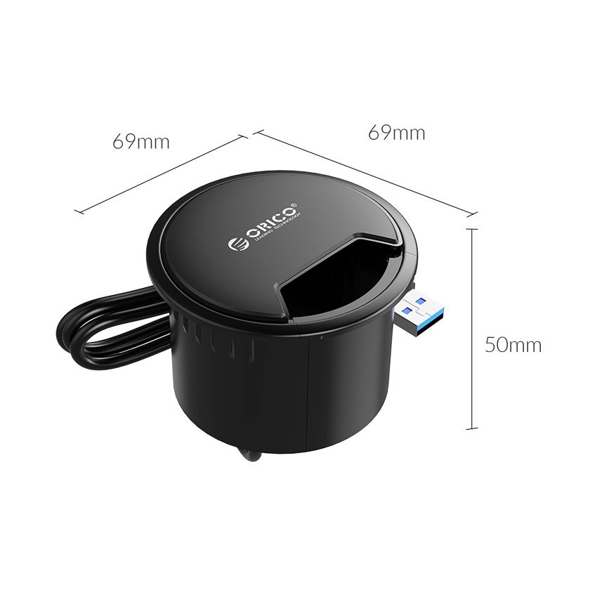 DESK-4U USB HUB 4 Ports Desktop Grommet Black