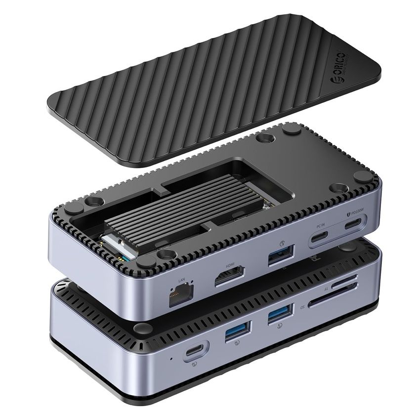 DPM2P9 10 in 1 Docking Station with M.2 NVMe/NGFF SSD Enclosure & Cooling Fan