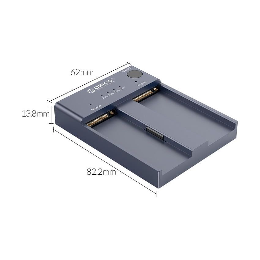 M2P2-C3-C Dual Bay M.2 NVME SSD Enclosure With Offline Clone Function USB-C 3.1 Gen2 10Gbps For M Key & M/B Key NVME PCIe SSD Solid State Drive