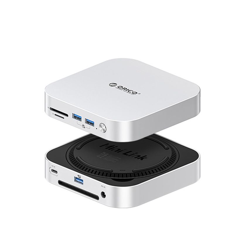 ORICO MiniLink Hub Per Mac Mini M4 – Docking Station 5Gbps Con Slot SSD M.2 SATA, USB 3.0, Lettore SD/TF E AUX