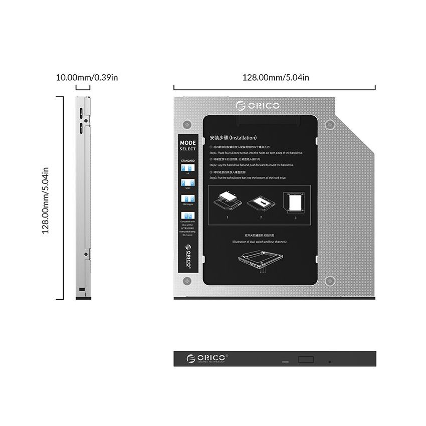 M95SS Laptop Hard Drive Caddy for Optical Drive 7mm/9mm HDD and SSD with 2.5-inch SATA, support 2TB capacity Aluminum