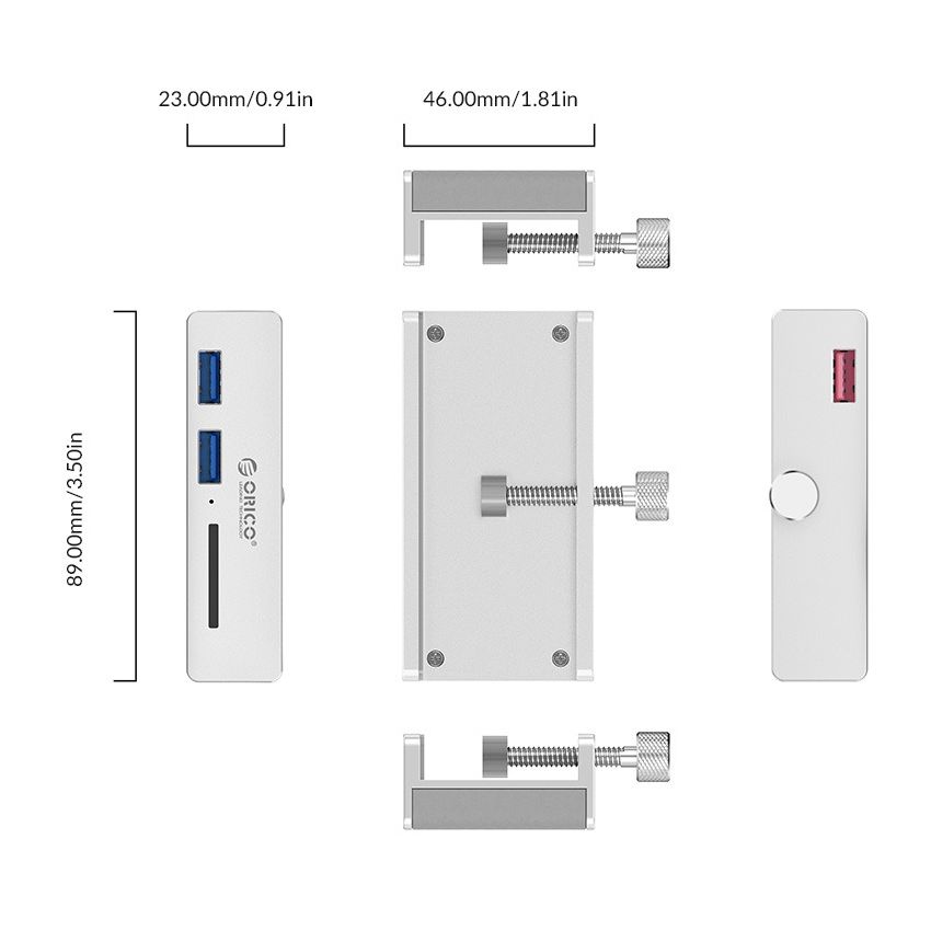 Clip-type USB3.0 HUB with Card Reader
