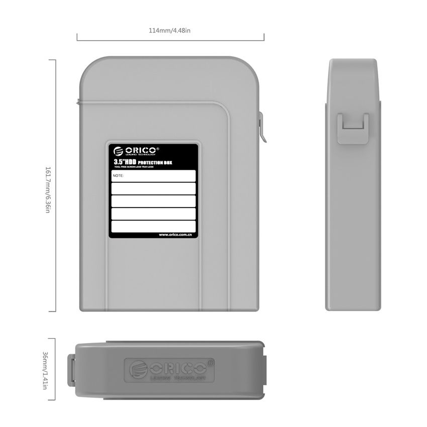 PHI-35 3.5 inch Hard Drive Protection Box Material PC + ABS SHOCKPROOF, DUSTPROOF, SPILL-RESISTANT. Color Orange/Grey/Purple /Blue/Green