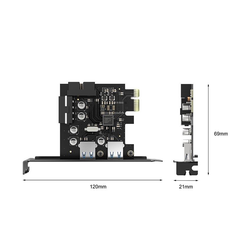 PME-4UI 2 ports USB3.0 PCI-E express card + 20 Pin Inside For Desktop PC Black