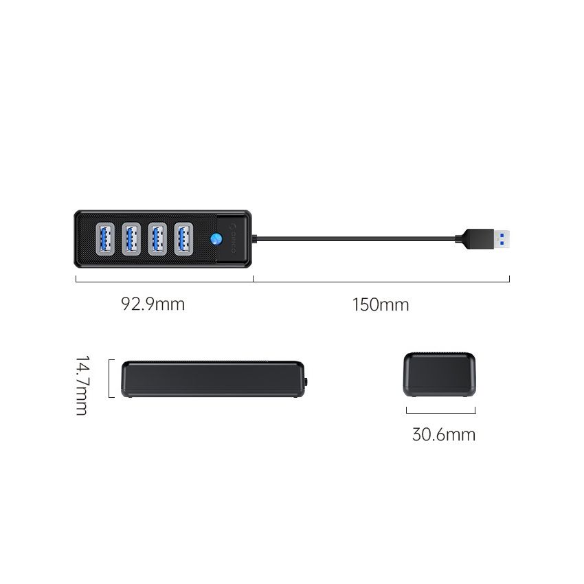 PW4U-U3 4 Ports USB-A To USB3.0 HUB 5Gbps Black 2 Years Warranty
