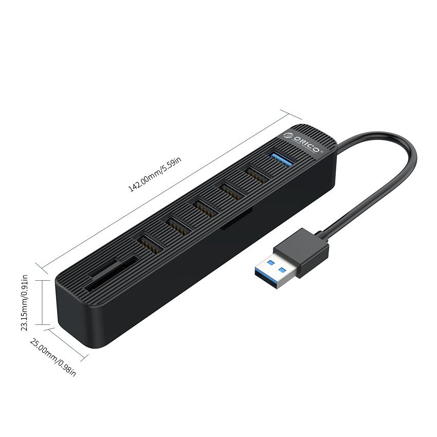 TWU32-6AST 6 Ports USB3.0 HUB with Card Reader Black