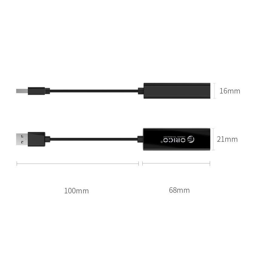UTJ-U3 USB3.0 to RJ45 10M/100/1000M Lan Network Card Cable 10cm Gigabit Ethernet Adapter Black