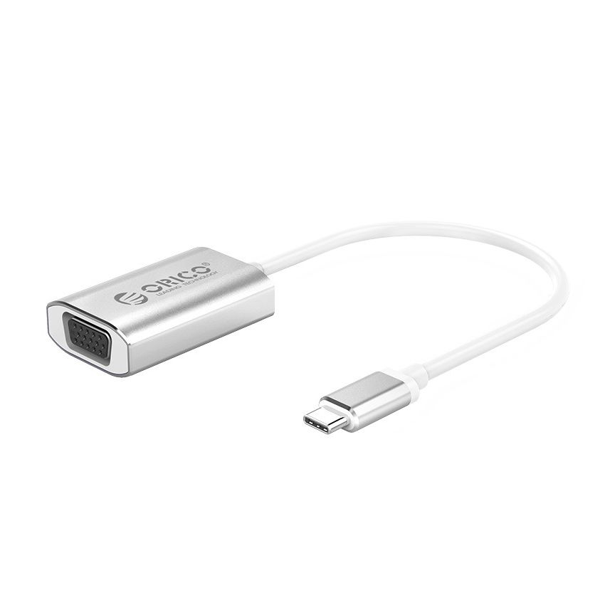 XC-102 Type-c to VGA Converter Cable 15cm Adapter USB C HUB Silver