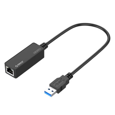 UTJ-U3 USB3.0 to RJ45 10M/100/1000M Lan Network Card Cable 10cm Gigabit Ethernet Adapter Black