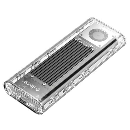 TCM2-G20 20Gbps M.2 NVME SSD Enclosure Transparent with Cooling Fan Grey 2 Years Warranty