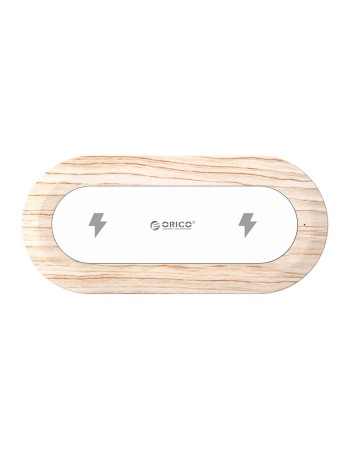 WOC2 Intelligent Dual-Coil Wireless Charger White + Wood Grain